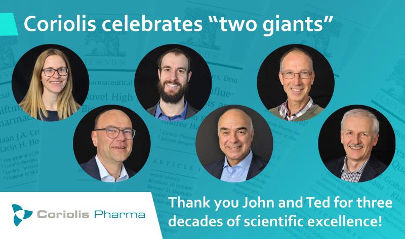 Portraits of Coriolis scientists and advisors saying thank you to John and Ted